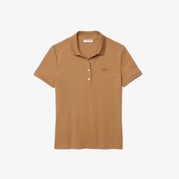 Lacoste Stretch Cotton Piqué Polo Shirt - Polo Dámské Béžový | CZ-18cWma